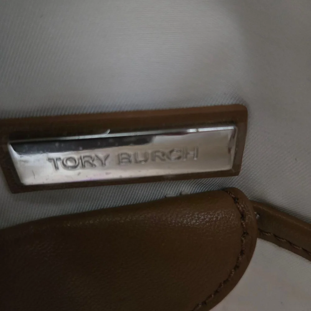 Vtg Tory Burch Limited Edition Contrast-T Striped Pebbled Leather Satchel